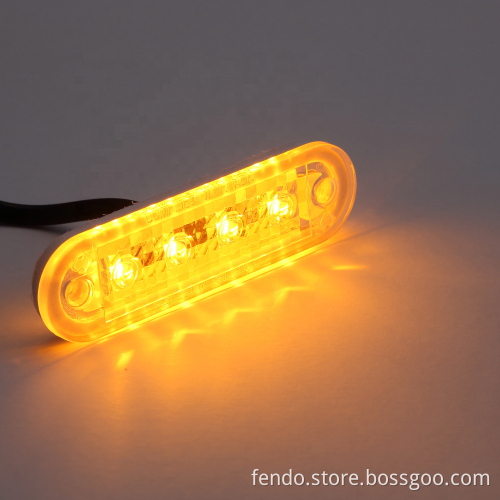 4LED Amber Clearance Light - LED Side Marker Lights for Trucks and Trailers (0.4W)